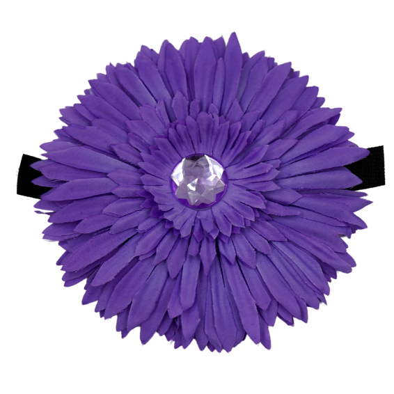 purple daisy dog cat pet bow on velcro strap