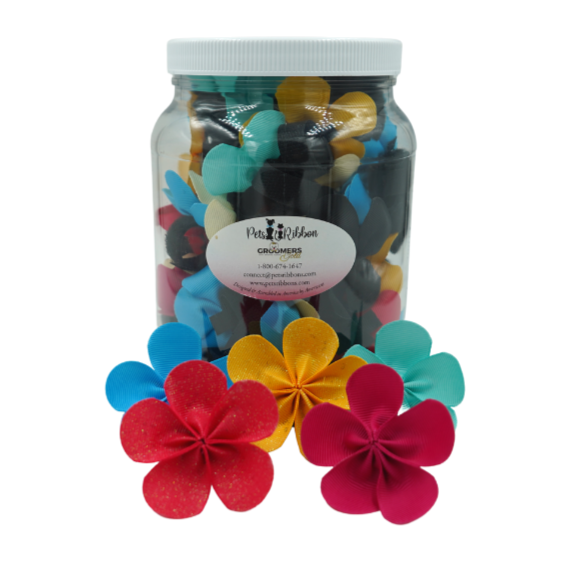 assorted colors, large flower cat and dog bow on velcro fastener for pet collars