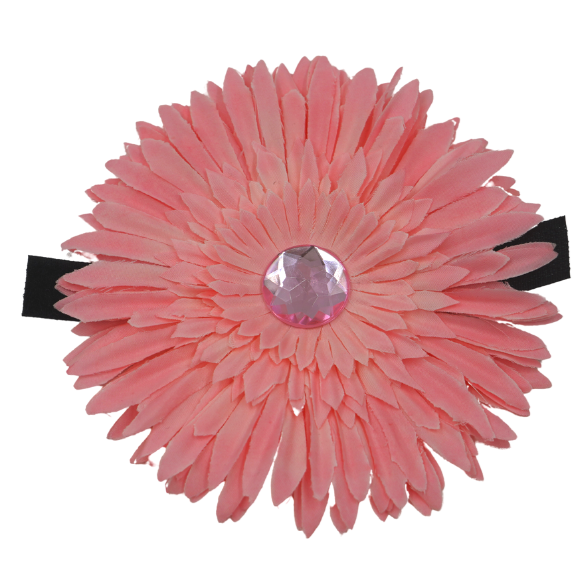 pink daisy dog cat pet bow on velcro strap